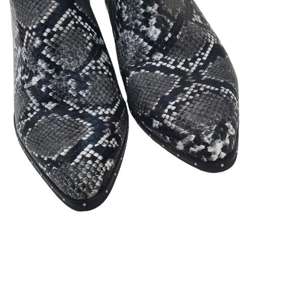 Bar III | Gabby Snake Print Vegan Leather Studded Heeled Chelsea Booties - Picture 5 of 11